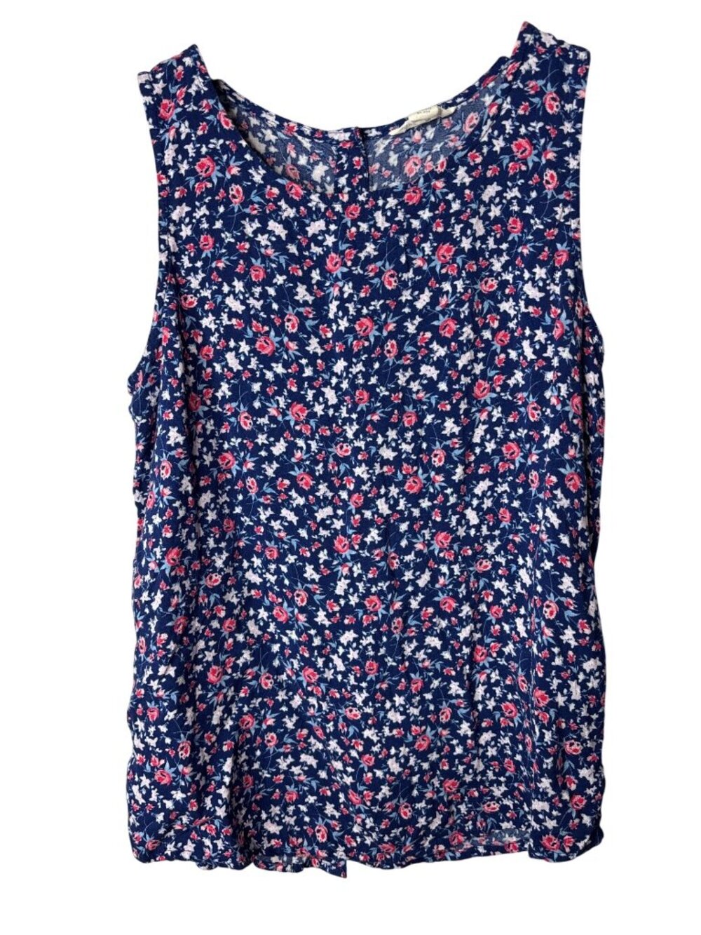 Caslon Womens Tank Top Size XXS Button Down Back Floral Multicolor Viscose